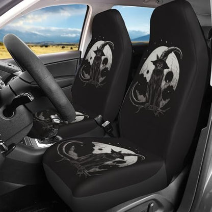 Dujiea Black Cat with Pointy Witch Hat Car Front Seat Covers 2 Pcs Universal Auto Seat Covers Front Seats Only, Vehicle Bucket Seat Protectors Fit for Most Car SUV Sedan and Truck - color: Black Cat With Pointy Witch Hat
