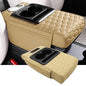 Priprilod Beige Car Center Console Armrest Pillow, Memory Foam with Cup Holder and Cell Phone Holder, Multifunctional Car Center Console Organizer, Universal Fit for Most Vehicles - color: Beige Tan