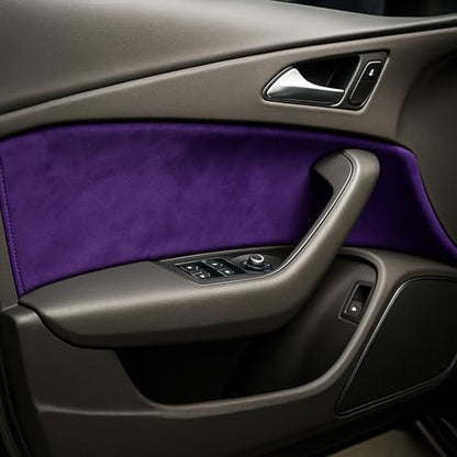 Self-Adhesive Suede Decorative Film for Car - Headliner/Dash/Door/Trunk | Stretchable & Scratchproof Ultra-Fiber Leather | DIY Peel & Stick (Purple, 17"x72")