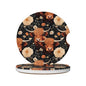Yak Highland Cow Flower Absorbent Ceramic Car Coasters for Cup Holders, 2.56" Anti Slip Insert Cup Coasters for Women Men (2 PCS) - color: Yak Highland Cow Flower