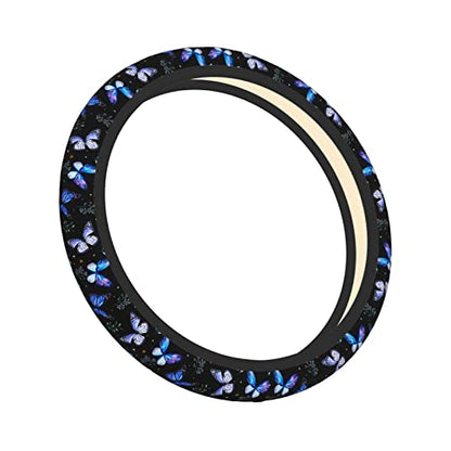 Butterflies Steering Wheel Cover Anti-Slip,Sweat Absorption Universal 15 inch Steering Wheel Covers Cute car Accessories for Men Women - color: 4