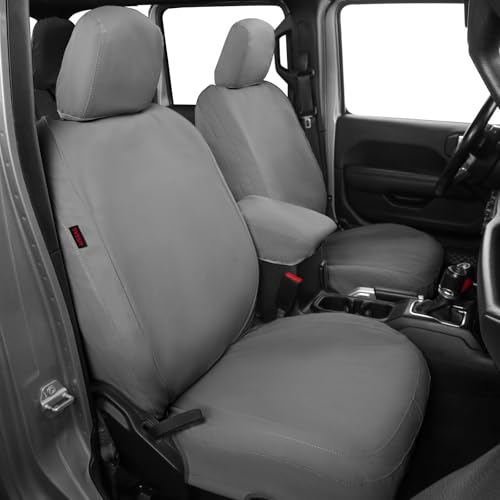 Custom Fit Car Seat Covers Select for Jeep Wrangler 4Door 2007-2010 Rear Split Seat Without Armrest, Seat Protectors Waterproof Canvas Car Seat Cover Full Set(Gray) - color: Gray, size: 2007-2010 Wrangler, 4DR, Without Rear Cup Holder