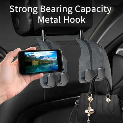 Car Seat Headrest Hooks for Purses and Bags, 4 Pack Bag Purse Holder for Car with Double Metal Hooks, Car Purse Hanger, Headrest Back Seat Handbags Hook Cute Hanging Accessories, Grey - color: Grey 4pcs