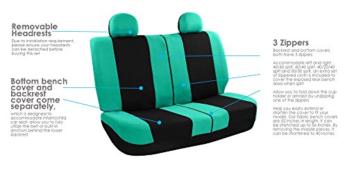 FH Group Stylish Full Set Car Set Covers Front Set and Rear Split Function, Airbag Compatible – Universal Fit for Cars Trucks & SUVs (Mint/Black) - color: Mint