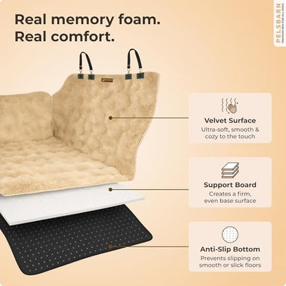 Luxurious Full Backseat Protector for Dogs with Calming Blanket - Waterproof Pet Hammock Machine Washable (Beige) - color: Beige
