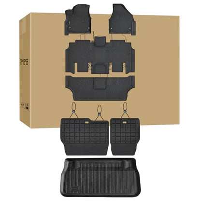 Floor Mats, Trunk Liner & Backrest Mat for 2017-2025 2026 Chrysler Pacifica Gas Touring 7/8 Seat (Non Hybrid & Non Pinnacle) Customized TPE All Weather Car Floor Liners with Backrest Protection Black - size: 2017-26|Chrysler Pacifica|Full Set