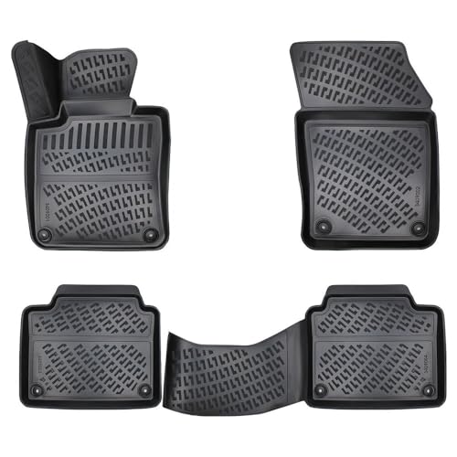 RizLiner Volvo S90 2017-2024 & V90 2018-2020 & V90 Cross Country 2017-2024 Floor Mats 3D Custom Fit Rubber Car Mats Floor Liners All Weather Heavy Duty Waterproof Odorless Non-Slip TPE (Front & Rear) - size: S90 2017-2024