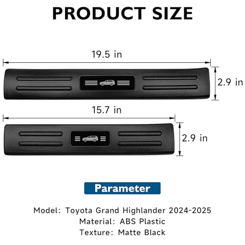 BIBLOZ ABS Material Door Sill Protector Compatible with Toyota Grand Highlander (Include Hybrid) LE/XLE/Limited/Platinum Accessories 2024 2025 2026 Door Sill Guards Trim(Not for Highlander)