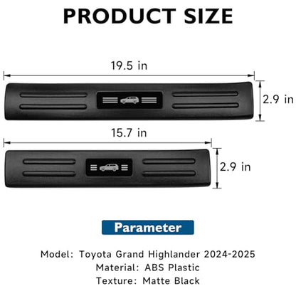 BIBLOZ ABS Material Door Sill Protector Compatible with Toyota Grand Highlander (Include Hybrid) LE/XLE/Limited/Platinum Accessories 2024 2025 2026 Door Sill Guards Trim(Not for Highlander)