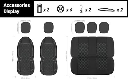 Faux Leather Car Seat Covers 2 Front Set,Luxury and Comfortable Seat Covers for Cars, Airbag Compatible Car Interior Covers, Universal Fit for Suvs,Vans,Trucks(Black/Grey)