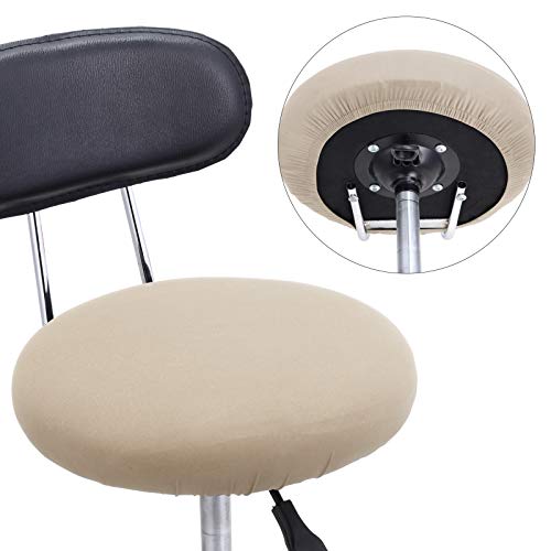Tatuo Round Bar Stool Seat Covers Washable Stool Cushion Slipcover Elastic Bar Chair Covers for 14-17 Inch Chair (Beige, 4 Pieces) - color: Beige