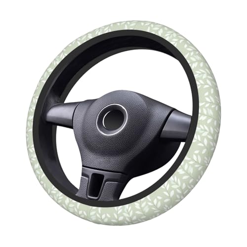 Steering Wheel Cover Leaf Botanical Green Elastic Neoprene, Anti-Slip Universal Fit 14.5-15 Inch, Car Accessories Interior Decoration Wheel Protector for Cars, SUVs, Trucks - color: A024