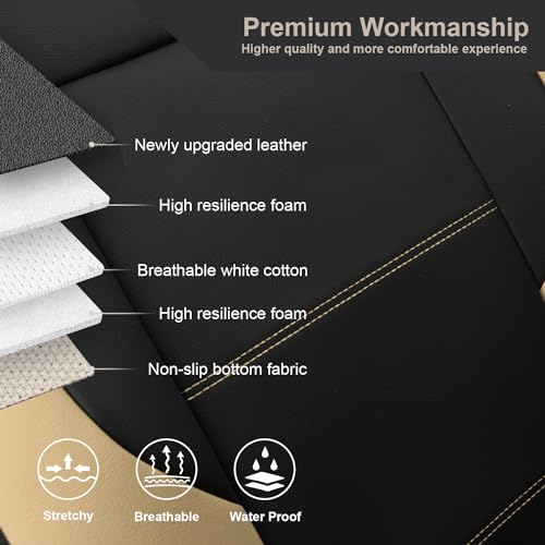 GIANT PANDA Front Car Seat Cover for Hyundai, Faux Leather Bucket Seat Covers Custom Fit Hyundai Sonata Elantra Santa Fe Tucson Accent Kona Palisade Genesis Venue Ioniq(Beige+Black) 2-Pack - color: Black, Beige