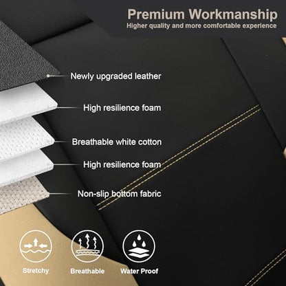 GIANT PANDA Front Car Seat Cover for Hyundai, Faux Leather Bucket Seat Covers Custom Fit Hyundai Sonata Elantra Santa Fe Tucson Accent Kona Palisade Genesis Venue Ioniq(Beige+Black) 2-Pack - color: Black, Beige