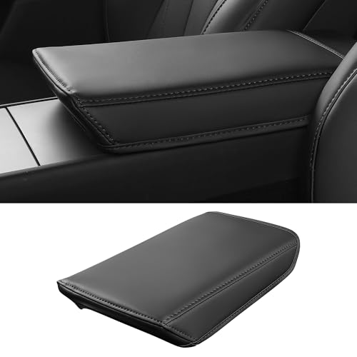 FREESOO Center Console Armrest Cover for Tesla Model Y Juniper(2025-2026) & Model 3(2024-2026), Leather Center Console Cover for Tesla Model 3/Y Interior Console Protector Accessories, Black - color: Black, size: Model Y(2025-2026) & Model 3(2024-2026)