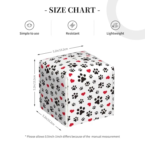 Dog Paw Cat Paw Heart Love Tissue Box Cover Square, Animal Puppy Footprints Tissue Box Holder Waterproof Leather Facial Paper Organizer Dispenser for Bathroom Home Car Nightstand Vanity Desk - color: Color-18
