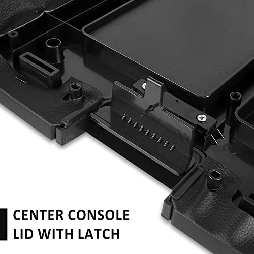 LCWRGS Center Console Lid with Latch Compatible with 2007-2013 Chevy Tahoe Avalanche, 2008-2014 Silverado/GMC Yukon XL Sierra 1500 2500 3500, 20864154, Black
