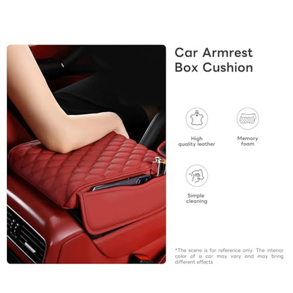 Car Armrest Pad, Universal Armrest Cushion Pad, Leather Armrest Box Pad - color: Simple style, Black
