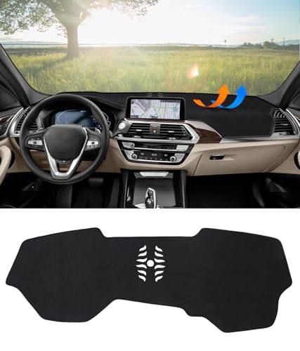 BIBLOZ Dash Cover for BMW X3 2018-2024 & BWM X4 2019-2025 Accessories Black Flannel Dashboard Cover Mat Car Dashboard UV Sun Protection(No HUD) - size: 2018-2024 X3