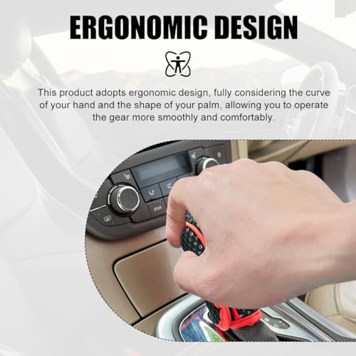 Car Gear Shift Knob Cover, Breathable Automotive Shift Knob Gear Handle Stick Protector Cover, Anti-Slip Anti-Scratch Auto Stick Shift Cover, Universal Car Accessories (Black+Red, Stick-on) - color: Black+Red, size: Stick-on