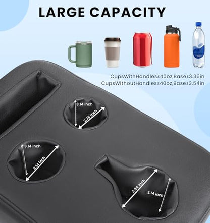 Car Cup Holder, Back Seat Cup Holder for Car, PU Leather Couch Sofa Bed Cup Holder Expander Tray, Boat Tray, Organizer for Trucks, Minivans, SUVs, RVs, Vehicles, Holds Drinks, Remote, Snacks