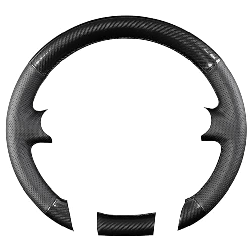 Hand-Stitch Steering Wheel Cover with Microfiber Leather & Carbon Fiber Leather Fit for Toyota Prius V 2012 2015/Prius C 2012 2015 2017/Prius 2010 2012/Prius Plus Prius Plug-in Hybrid 2013 - size: Carbon Fiber + Microfiber