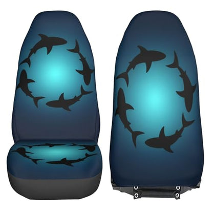 Dujiea Sea Animals Shark Car Front Seat Covers 2 Pcs Universal Auto Seat Covers Front Seats Only, Vehicle Bucket Seat Protectors Fit for Most Car SUV Sedan and Truck - color: Sea Animals Shark