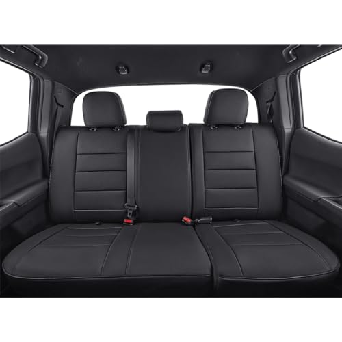 EKR Custom Fit Tacoma Rear Car Seat Covers for Toyota Tacoma 2016 2017 2018 2019 2020 2021 2022 2023 Access Cab - Second Row Only,Faux Leather(Black) - color: Leather (Black), size: 2016-2023 Access Cab,2DR-Only 2nd Row
