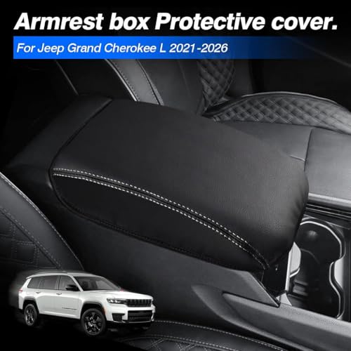 Autorder Center Console Armrest Cover for 2021-2025 2026 Jeep Grand Cherokee L Accessories Armrest Cover Anti-Scratch Middle Console Pad Leather Armrest Protector - size: 21-26 Grand Cherokee L Armrest Cover