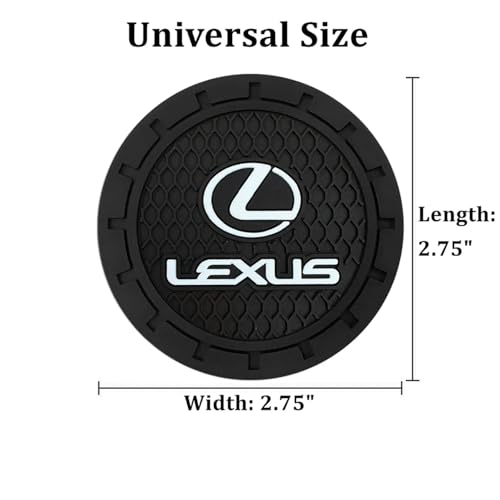 Car Cup Holder Coaster for Lexus Series Recessed Silicone Non Slip Car Interior Accessories Drink Car Coaster 2PC Black