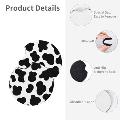 Cow Print Steering Wheel Cover - Cattle Print Steering Wheel Cover Anti-Slip Breathable Universal for with 2 Pieces Car Coasters Suitable for Men Women - color: Cow Print