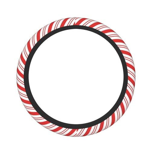 Christmas Red and White Candy Cane Striped Candycane Red Stripes Stripe Compression Car Steering Wheel Cover,Non-Slip Elastic Neoprene-Sweat Car Accessories,Universal 15 Inch Fit Auto,Suvs, Truck - color: Candy Cane Striped