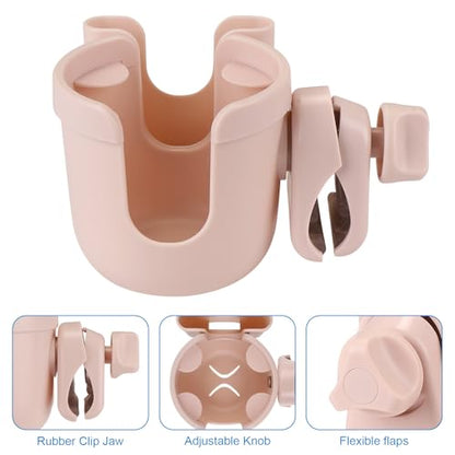 Accmor Stroller Cup Holder with Phone Holder, Bike Cup Holder, Universal Cup Holder for Uppababy Nuna Doona Strollers, 2-in-1 Cup Holder for Walker, Wheelchair, Scooter - color: All Crystal Pink