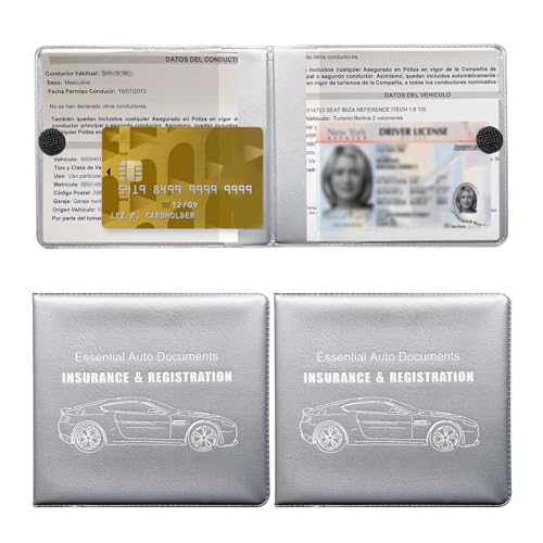 2PCS Car Registration and Insurance Holder, Waterproof Auto Card Document Glove Box Organizer with Closure, Vehicle Paperwork Organizer Document Holder for Most Cars (Big Car, Gray) - color: Big Car, Gray