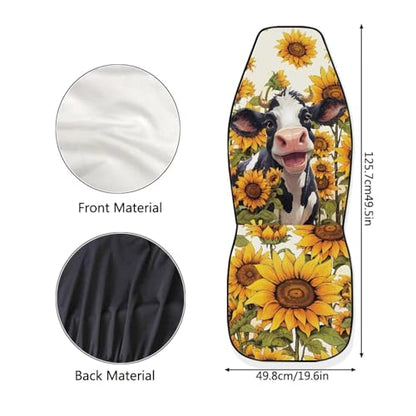 INSTANTARTS Cow Sunflower Universal Car Seat Cover Male Female Auto Accessories Elastic Bucket Car Cushion Protector for Trucks Vans SUV - color: Cow Sunflower1