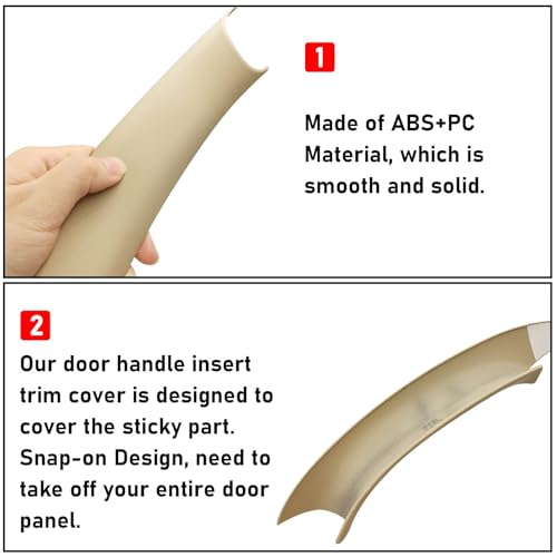 Jaronx Compatible with BMW X3 F25/X4 F26 Door Handle Covers,3PCS Interior Door Pull Handle Covers for BMW X3 F25 2010-2016, X4 F26 2014-2017, Left and Right Side (Beige) - color: Beige, size: 3 Pieces