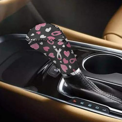 Bulopur Car Shifter Gear Hand Brake Trim Cover Set for Most Cars Van SUV Sedan Truck Auto Accessories - color: Bowknot Breast Cancer Awareness