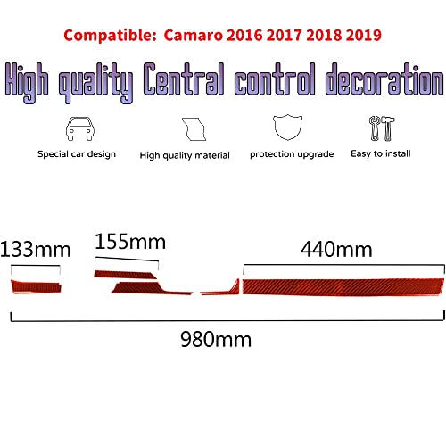 Custom Interior Accessories 5PCS for Chevrolet Camaro 2016 2017 2018 2019 2020 2021 2022 Red Carbon Fiber Center Console Cover Instrument Panel Trim Dashboard Protection Decoration - size: Dashboard trim cover