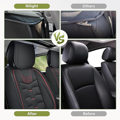 Nilight Car Seat Covers Custom Fit 2005-2024 Toyota Tacoma Double Extended Crew Cab Waterproof Faux Leather Cushion Full Set with Split Bench 40/60 for SR5 TRD Sport Limited - color: Full Sets 5 Seat, style: Toyota Tacoma 2005-2024