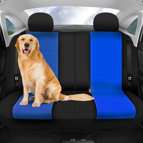 FH Group Waterproof Neoprene Car Seat Covers Full Set – Universal Fit Front & Split Bench Rear Seat Covers, Airbag Compatible Automotive Seat Protectors for Cars, SUVs & Vans, Blue - color: Blue, style: Full Set