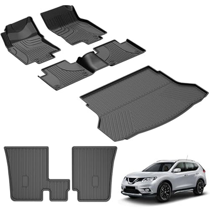 AOMSAZTO Floor Mats Compatible with Nissan Rogue 2014-2020 (Not for Sport)- All Weather Protection TPE Floor Liners - style: 10)14-20 Rogue Floor & Cargo Mats &Backrest Mat