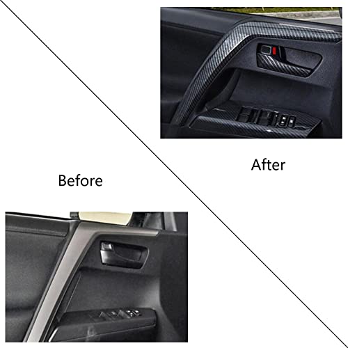 x xotic tech Set Carbon Fiber Style Interior Door Handle & Door Armrest Pull Handle Accessories Cover Trim Combo Kit, Compatible with Toyota Rav4 2013-2018