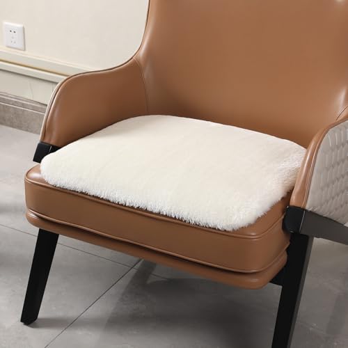 Faux Fur Car Seat Cushion 20 Inch, 18mm Medium Pile Seat Pad with Non-Slip TPE Backing for Cars, SUVs, Trucks, Office Chairs, White - color: White