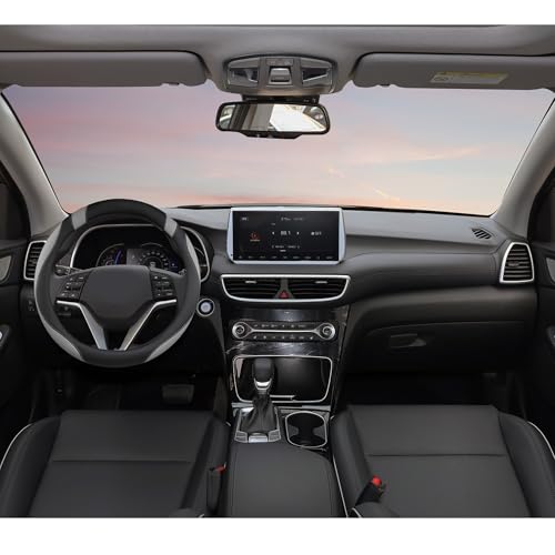 Customized Auto Car Steering Wheel Cover for Hyundai,Tucson,Sonata,Elantra,Santa Fe,Genesis,Sonata Hybrid,Azera,Venue,Kona, 14.5-15 inches(Black+Gray - Standard Size)