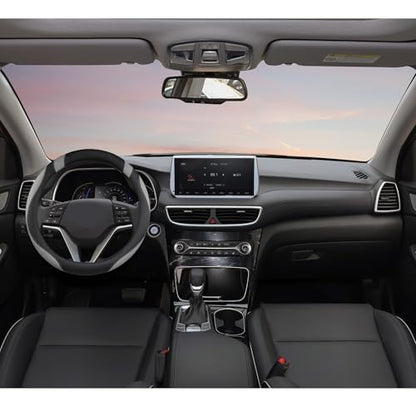 Customized Auto Car Steering Wheel Cover for Hyundai,Tucson,Sonata,Elantra,Santa Fe,Genesis,Sonata Hybrid,Azera,Venue,Kona, 14.5-15 inches(Black+Gray - Standard Size)