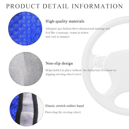 Yourkar Elastic Steering Wheel Cover, 15"×15" Comfy Breathable Stretch Steering Wheel Protector, Ice-Silk Cloth Polyester Steering Wheel Cover for Men Women, Car Accessories (Blue) - color: Blue