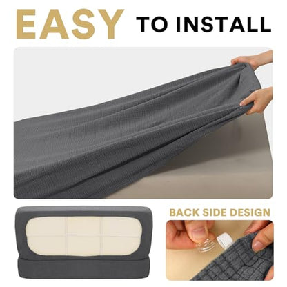H.VERSAILTEX 100% Waterproof RV Dinette Cushion Covers Stretch Camper Seat Covers Replacement Cushion Covers Washable Seat Covers Jacquard Crizzle Pattern (1 Backrest & 1 Bench Cover, Grey) - color: Grey, size: 1 Set