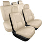 Car Seat Covers Full Set,Universal Precision Fit 3D Contoured Automotive Nappa Leather Seat Covers for SUV Truck Sedan,Anti-Slip Seat Cover with Lumbar Support Style2 Light Beige - color: Light Beige Semi Coverage