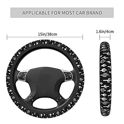 Fun Western Cactus Steering Wheel Covers Non Slip Neoprene Wheel Protector Universal 15 inch for Car Accessories - color: Black40