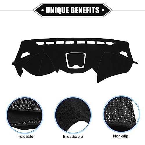 Dashboard Cover Compatible for Hyundai Santa Fe 2013-2018, Non-Slip Polyester Black Dash Cover Mat Dash Board Protector Cover - color: Black